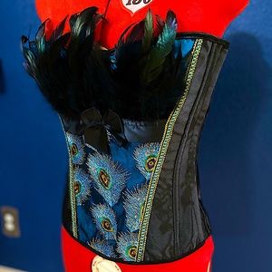 Peacock corset with feathers